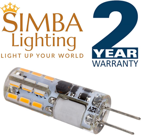 Simba Lighting LED G4 Bulb (5 Pack) 1.1W T3 10W Halogen Replacement 12V AC/DC JC Bi-Pin Base for Accent Lights, Under Cabinet Puck Light, Chandeli...