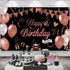 KOKAR Happy Birthday Decorations Banner, Large Black and Rose Gold Happy Birthday Banner Sign, Happy Birthday Backdrop for Girls Women Birthday Pa...