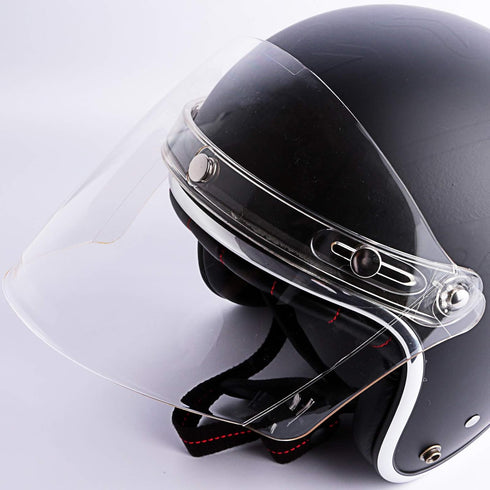 Universal 3-Snap Flip Up Visor Shield Lens for Retro Open Face Motorcycle Helmet (Clear)...