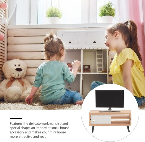 Toyvian 1/12 Scale Dollhouse Miniature Tv Dollhouse Living Room Television Mini Tv Mini Tv Cabinet Doll House Furniture Tiny Tv Set for Dollhouse ...