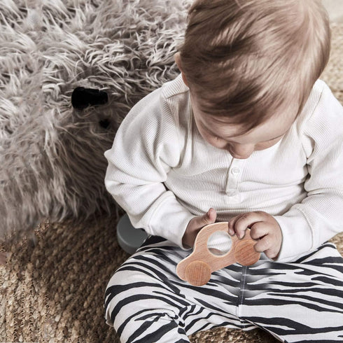 Promise Babe Organic Wooden Baby Push Toys Fine Motor Development Sensory Skills Toy Montessori Grasping Toy 2pc Wood Car Rattles...