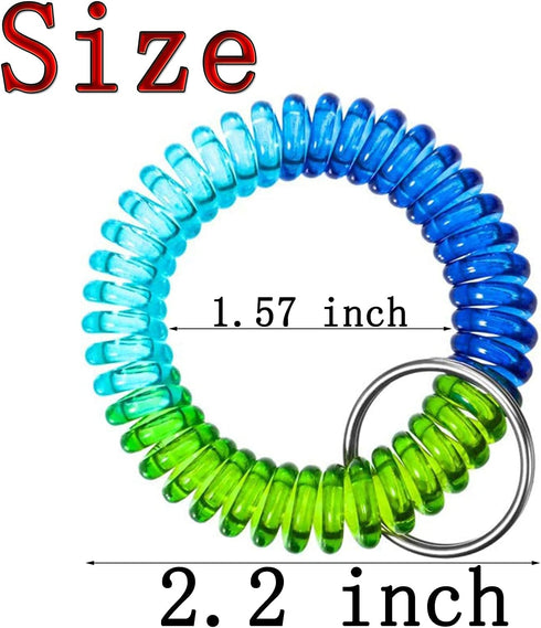 12 Pcs Wrist Coil Wrist Keychain, Colorful Stretch Wristband Key Chain for Gym, Pool, ID Badge...
