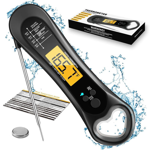 Meat Thermometer Digital, Instant Read Meat Thermometer for Grill and Cooking, with Bottle Opener, Backlight & Calibration Food Thermometer, Kitch...