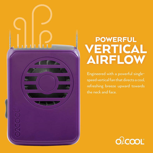 O2COOL Battery Powered Deluxe Necklace Fan For Personal Cooling With Adjustable Lanyard (Purple)...