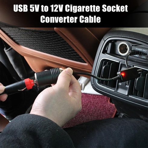 1 PC Car USB Port Boost Cable, 5V to 12V Cigarette Lighter Female Converter Adapter, Mobile Power Supply Connected to Driving Recorder E-Dog, Univ...