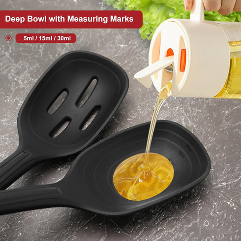Silicone Cooking Spoon Set, Premium Non-Stick Solid and Slotted Spoon Pack of 2 Kitchen Basting Spoons for Cooking, Large Heat-Resistant Utensils ...
