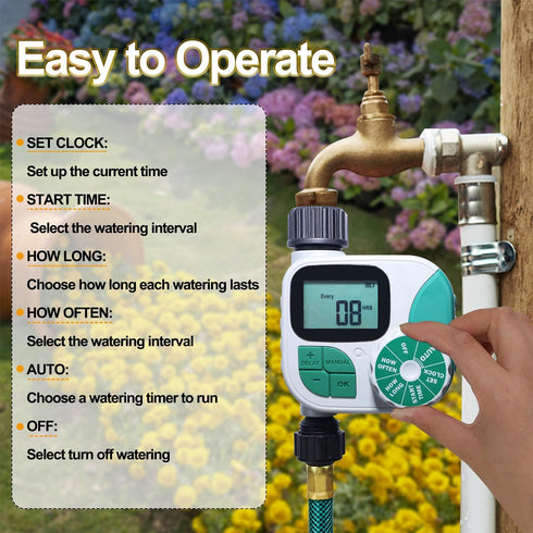 Biswing Watering Timer for Garden Hose, Outlet Hose Water Sprinkler Timers, Programmable Hose Timer with Digital Irrigation Timer System, Battery ...