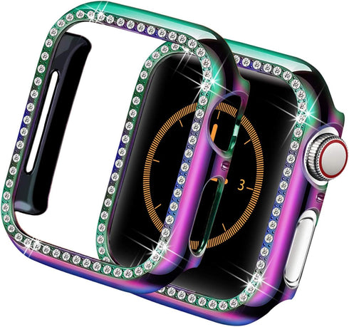 Compatible with Apple Watch Case 44mm SE SE2 Series 6/5/4 Bling Crystal Diamonds Rhinestone Bumper Cover for Women, Hard PC Protective Frame for i...