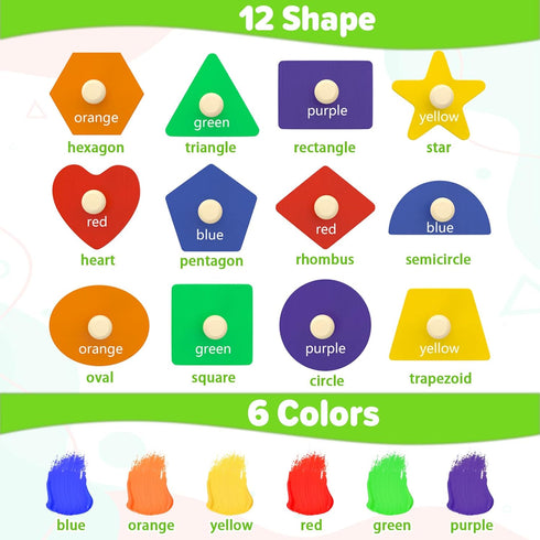 Montessori Toys for Toddlers 1, 2, 3 Year Old, Wooden Shape Learning Puzzles for Baby 12-18-24 Months, Early Educational Toys, Perfect Christmas B...