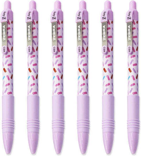 Zebra Z-Grip Smooth - Retractable Ballpoint Pen - Pack of 6 - Black Ink - Sweetie Violet Barrel Design...