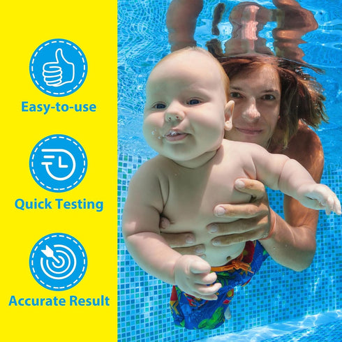 Swimming Pool Test Strips 100Count: Easy@Home 7-Way Accurate Water Chemicals Testing Kit for Chlorine, Bromine, Hardness, pH, CYA, Alkalinity...