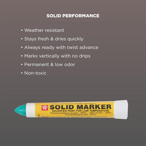 SAKURA Solid Paint Markers with Twist Up Tip - Low Temperature Permanent Marker Pens - Window, Wood, & Glass Marker - Green Paint - 3 Pack...