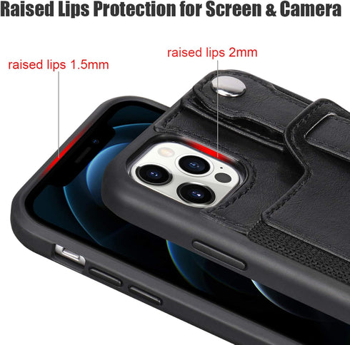 TOOVREN Wallet Case for iPhone 12 Pro Max Lanyard Case with PU Leather Kickstand Detachable Neck Strap Cover for iPhone 12 Pro Max 6.7" for Men Wo...