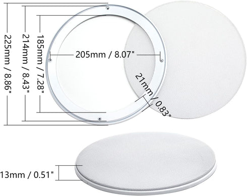 Fielect 8" Speaker Grill Cover White Speaker Grill Mesh Round SubWoofer Grille Car Speaker Grill Cover Guard Protector Replacement...