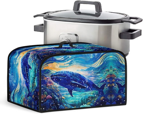 Dolphin Galaxy Slow Cooker Cover Portable Dust Covers with Side Pocket for Cook Accessories Small Kitchen Appliance Protector...