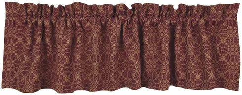 Home Collection by Raghu Marshfield Jacquard Valance, 72" x 15.5", Barn Red/Tan...