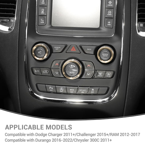 AC Volume Switch Knob Trim Ring Compatible with Dodge Charger 2011+/Challenger 2015+/RAM 2012-2017/Durango 2016-2022/Chrysler 300C 2011+, Aluminum...