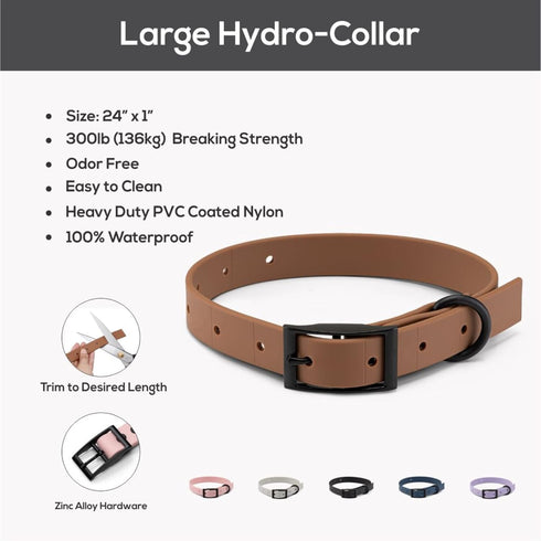 Mojo Pet Supply Hydro Waterproof Dog Collar | Waterproof and Odor Free | Heavy Duty Dog Collar | Adjustable Size | Easy to Clean | Chestnut...