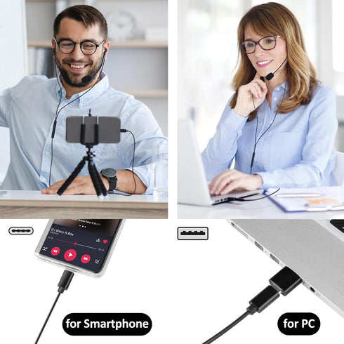 USB Earbuds with Boom Mic for Computers and Smartphones, in-Ear Headphones with USB-A & USB-C Connectivity for Laptop, Desktop, PS 4 5, Compact & ...