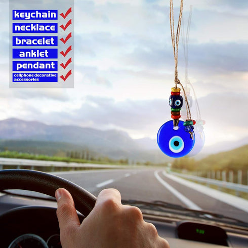 Chuangdi 20 Pieces Evil Eye Keychain Bulkturkish Blue Charms Pendants Crafting Glass Keychain with Keyring Hanging Ornament Jewelry Accessories Am...