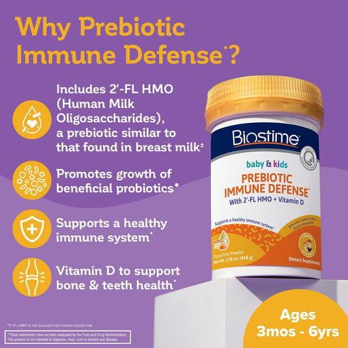 Biostime 2'FL HMO Baby Prebiotic Powder + Vitamin D for Kids, Toddlers and Infants | Human Milk Oligosaccharides | Probiotics Growth for Kids * | ...