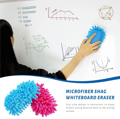 4 Pieces Microfiber Shag Whiteboard Eraser, Washable Microfiber Shag Dry Erase, White Board Eraser for Markers, Chalk, Home, Classroom and Office ...