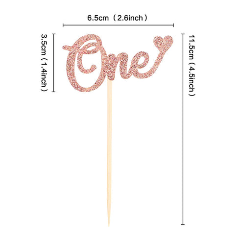 Ercadio 24 Pack Rose Gold One Cupcake Toppers 1st Birthday Cupcake Picks Baby Shower Kids First Birthday Party Cake Decorations Supplies...