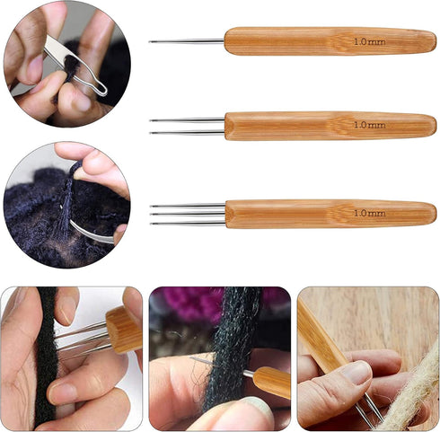 AUGSUN Dreadlock Crochet Hook Tool,Braid Hair Dreadlocks Needle, Interlocking Tool for Locs,Weaving Crochet for Braid Craft Knitting Needles (1.0m...
