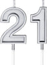 21st Birthday Candles Cake Numeral Happy Birthday Cake Candles Topper Decoration for Wedding Anniversary Celebration Favor(Silver)...