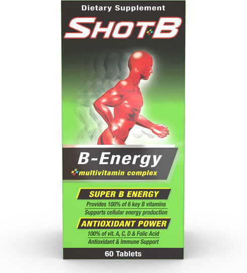 Shot B Energy Multivitamin Supplement, Tablet, 60 Count, Green...