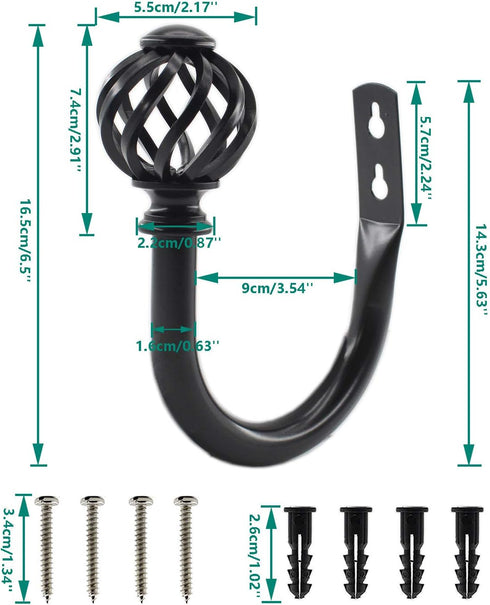 2 Pack Curtain Holdbacks,ULIFESTAR U Shaped Wall Mounted Curtain Tieback Hooks Drapery Tiebacks Decorative Curtain Hooks Window Treatment Holdback...