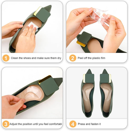 6 Pairs Gel Arch Support Cushions for Men & Women, Shoe Insoles for Flat Feet, Reusable Arch Inserts for Plantar Fasciitis, Adhesive Arch Pad for ...