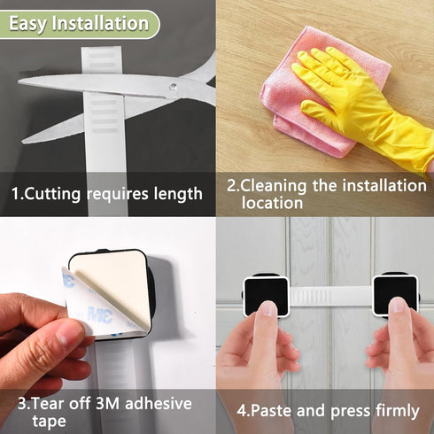 4 Pack Baby Proofing Cabinet Locks,Child Safety Latches Lock with Adhesive,No Drilling and Adjustable Strap Length for Drawers,Fridge,Dishwasher,T...