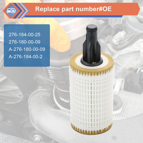 2 Pcs Engine Oil Filter Compatible With Mercedes-Benz C, CLS, E, CLE, S, ML, SL Series, Replace #2761800009, HU7025z, OX814D, L394...