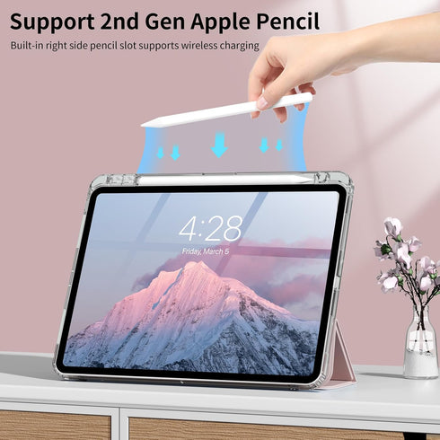 Kenke iPad Pro 11 Inch Case 4th/3rd/2nd Generation 2022/2021/2020 Support 2nd Pencil Charge Auto Wake/Sleep with Transparent Acrylic Hard PC Back ...