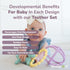 WeeSprout Handheld Teether Set (Matte Green, Pink & Off White)...