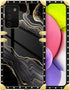 Case Compatible with Samsung Galaxy A03S 4G,Black Gold Marble A03S 4G Case for Girls Womens,Luxury Square Soft TPU Shockproof Protective Hard PC B...