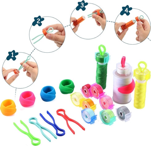 144 Pieces Bobbin Thread Buddies Set Includes 70 Bobbin Holder Clips Color Tool, 32 Spool Huggers, 42 Thread Holders for Spool Organizing...
