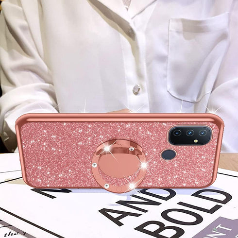 nancheng for OnePlus Nord N100 Phone Case Cute Girls Women Glitter Luxury Soft TPU Cover with Ring Stand Strap Lanyard Shockproof Protection Case ...