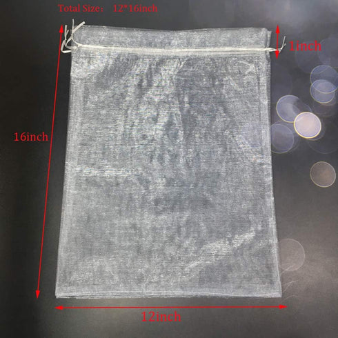 50pcs Extra Large Organza Drawstring Bags - 12x16 inch Sheer Favor Bags (Grey)...
