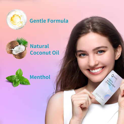 Coconut Whitening Strips,Enamel Safe Non-Slip Whitening Strips for Sensitive Teeth,18 Treatments Teeth Whitening Kit...