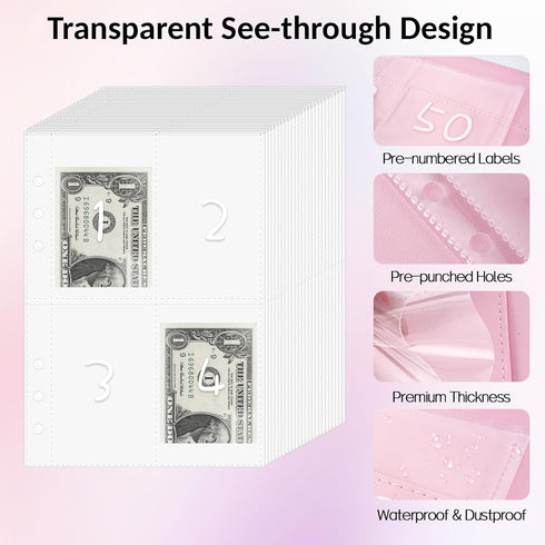 Sooez 100 Envelopes Money Saving Challenge, A5 Savings Challenge Book to Save $5,050, Money Saving Binder with Reusable Tracker, Save Challenge Bo...