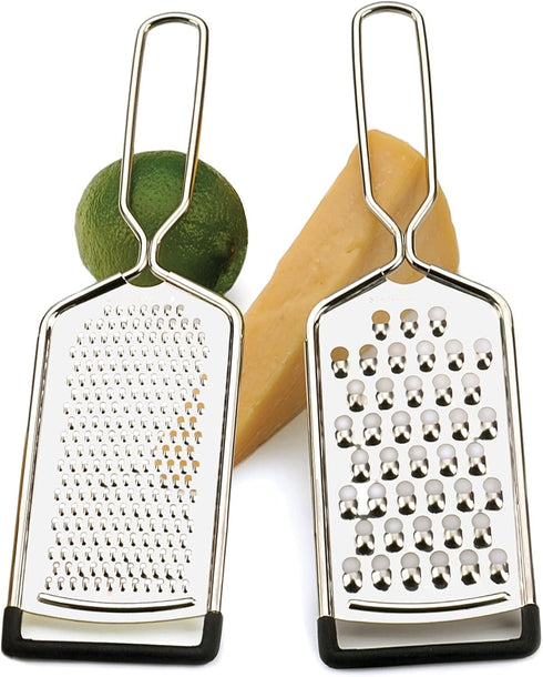 RSVP International Endurance Kitchen Collection Multi-Use Cheese Grater Handheld Potato Slicer Shredder for Hard & Soft Cheeses, Vegetables & Zest...
