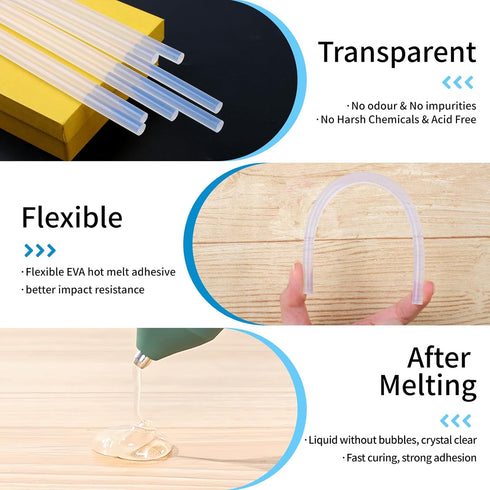 Phinus 48 Pack Mini Hot Glue Sticks, 8" Long x 0.27" Diameter Clear Glue Sticks for Glue Gun, EVA Clear Glue Gun Sticks, Hot Glue Gun Sticks for D...