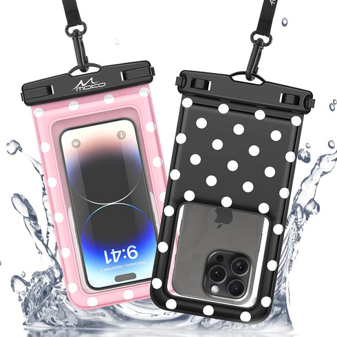 MoKo Large Waterproof Phone Pouch - 2 Pack Floating Water Protector Case Dry Bag with Detachable Lanyard, Compatible for iPhone 15 14 13 Pro Max, ...