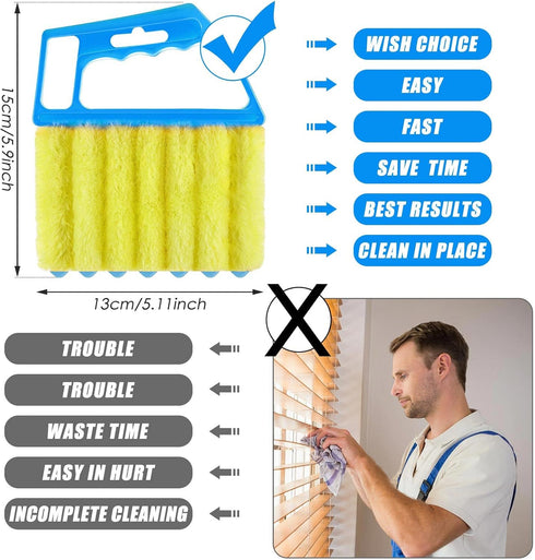 2 Pcs Window Venetian Blind Cleaner Duster Tool Washable 7 Fingers Dusting Cleaner and Air Vent Shutter Brush Blinds Air Conditioner Fan Duster Di...