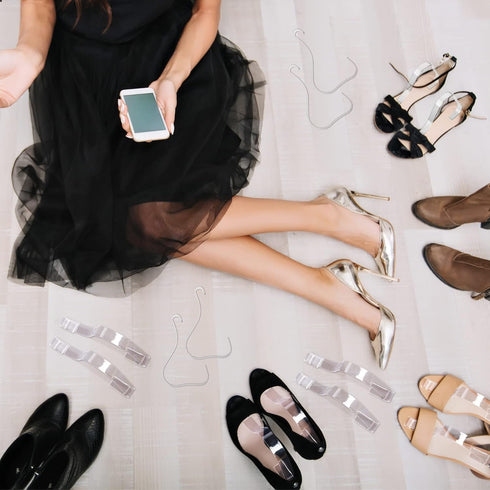 TXIN 10 Pcs/5 Pairs Acrylic Clear Sandal Shoes Display Stand Inserts Holders Shoe Display Rack Shoe Support For Women's Shoes...