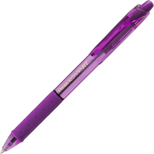Pentel RSVP RT Colors Retractable Ballpoint Pen, (1.0mm) Medium Line, Barrel, Violet Ink, Box of 12 (BK93CRV-V)...