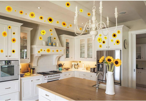 72 Piece Summer Wall Decals - Removable Sunflower Stickers, 3D Peel & Stick Decals for Cars, Crafts, Baby, Bathroom, Kids & Living Room Decor...