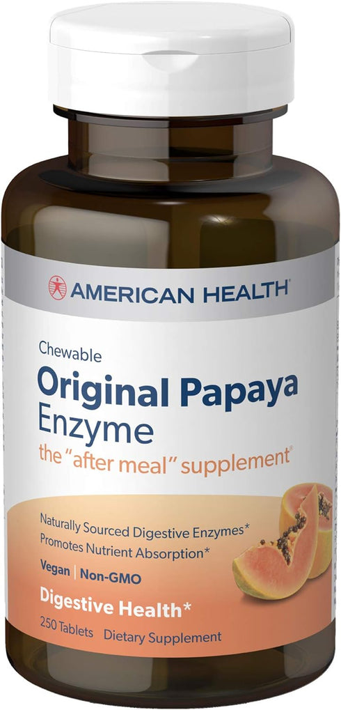 American Health Chewable Multi-Enzymes, Original Papaya, 250 Count...